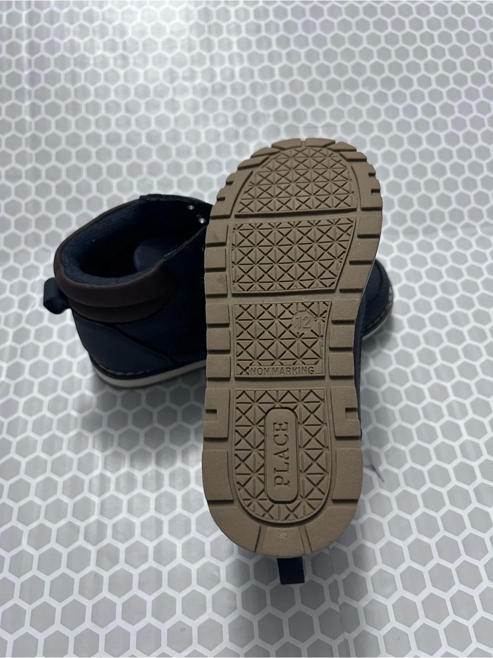 The Children’s Place Navy Youth Lace-Up Ankle Boots Brown Collar. NWT Boys 12